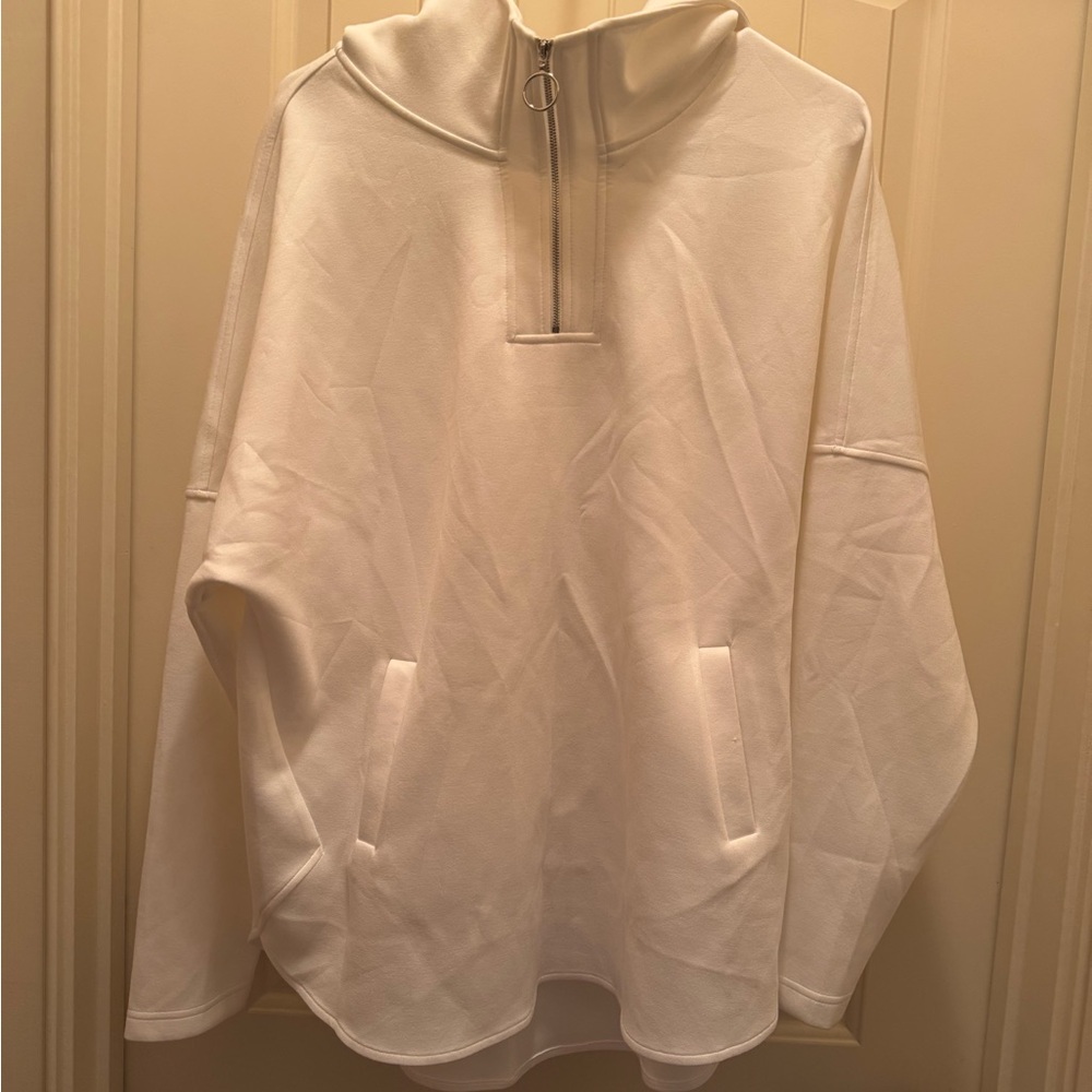 NEW Elegant White Women's Half-Zip Hoodie